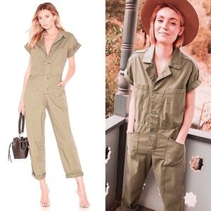 NWT PISTOLA Grover Short Sleeve High Rise‎ Button Front Utility Field Jumpsuit S